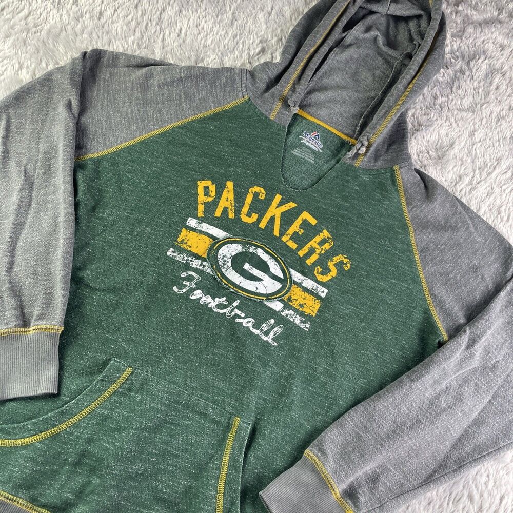 Green Bay Packers Sweatshirt Womens Large Hoodie Long Sleeve Retro NFL Football